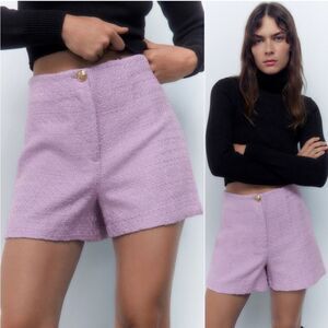 ZARA LAVENDER TWEED HIGH WAIST SHORTS!